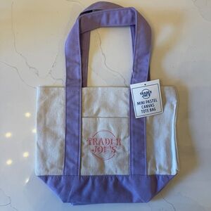 NWT Trader Joe’s Mini Purple and Cream Tote Bag